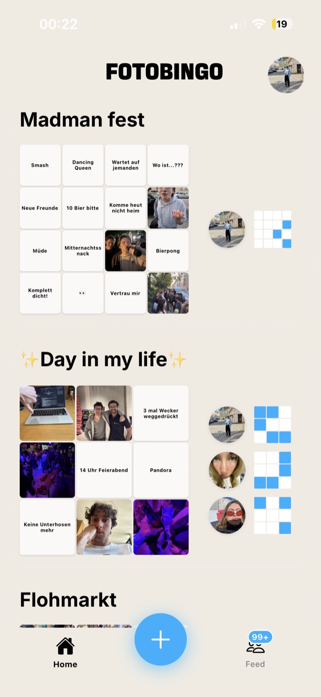FotoBingo-Board mit echten Fotos der Gäste
