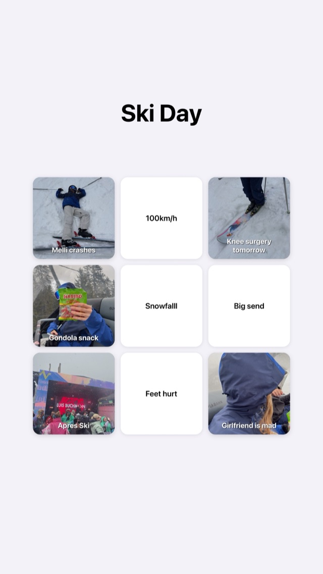 FotoBingo-Board für einen Event-Tag mit echten Fotos